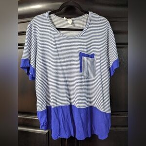 Moa Moa Blue and White Striped Top